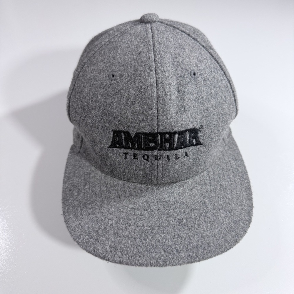 Ambhar Tequila Grey Wool-Blend Flat-Brim Snapback Baseball Cap Black Dragon Logo